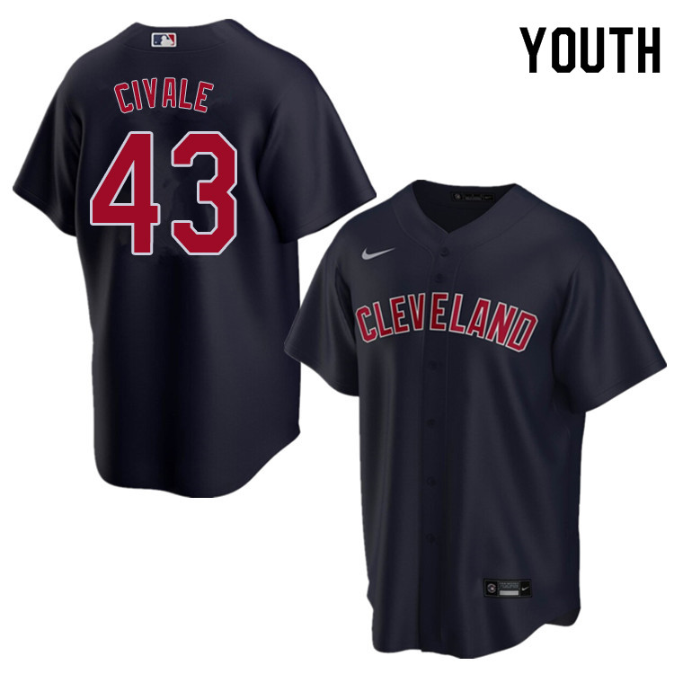 Nike Youth #43 Aaron Civale Cleveland Indians Baseball Jerseys Sale-Navy - Click Image to Close
